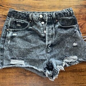 Black ripped Jean shorts